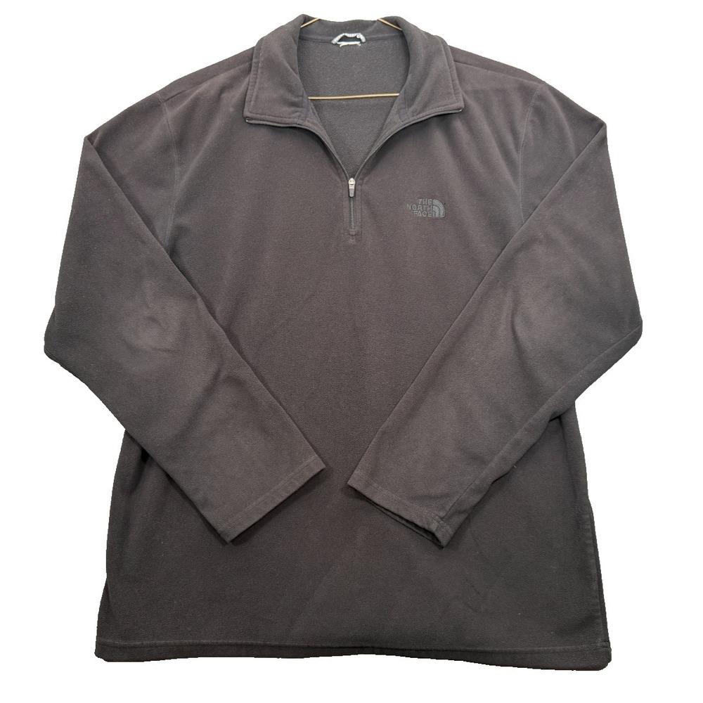 The North Face Mens Black 1/4 Zip Fleece Pullover Sweater Fits Large Flaw